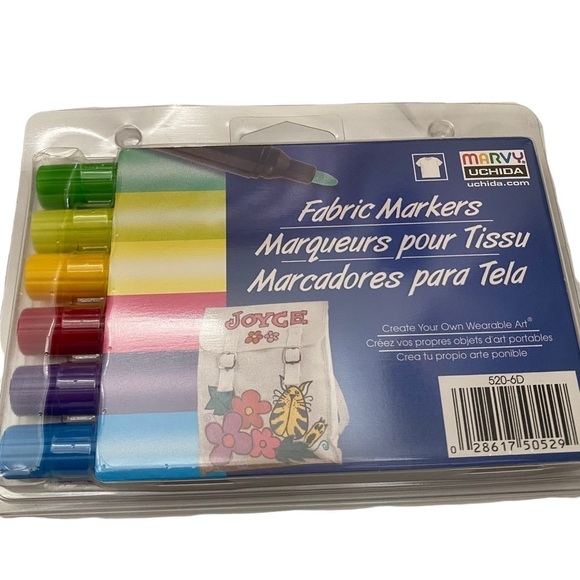 Marvy Uchida 6 Fabric Markers Arts Crafts Wearable Art - Picture 1 of 5
